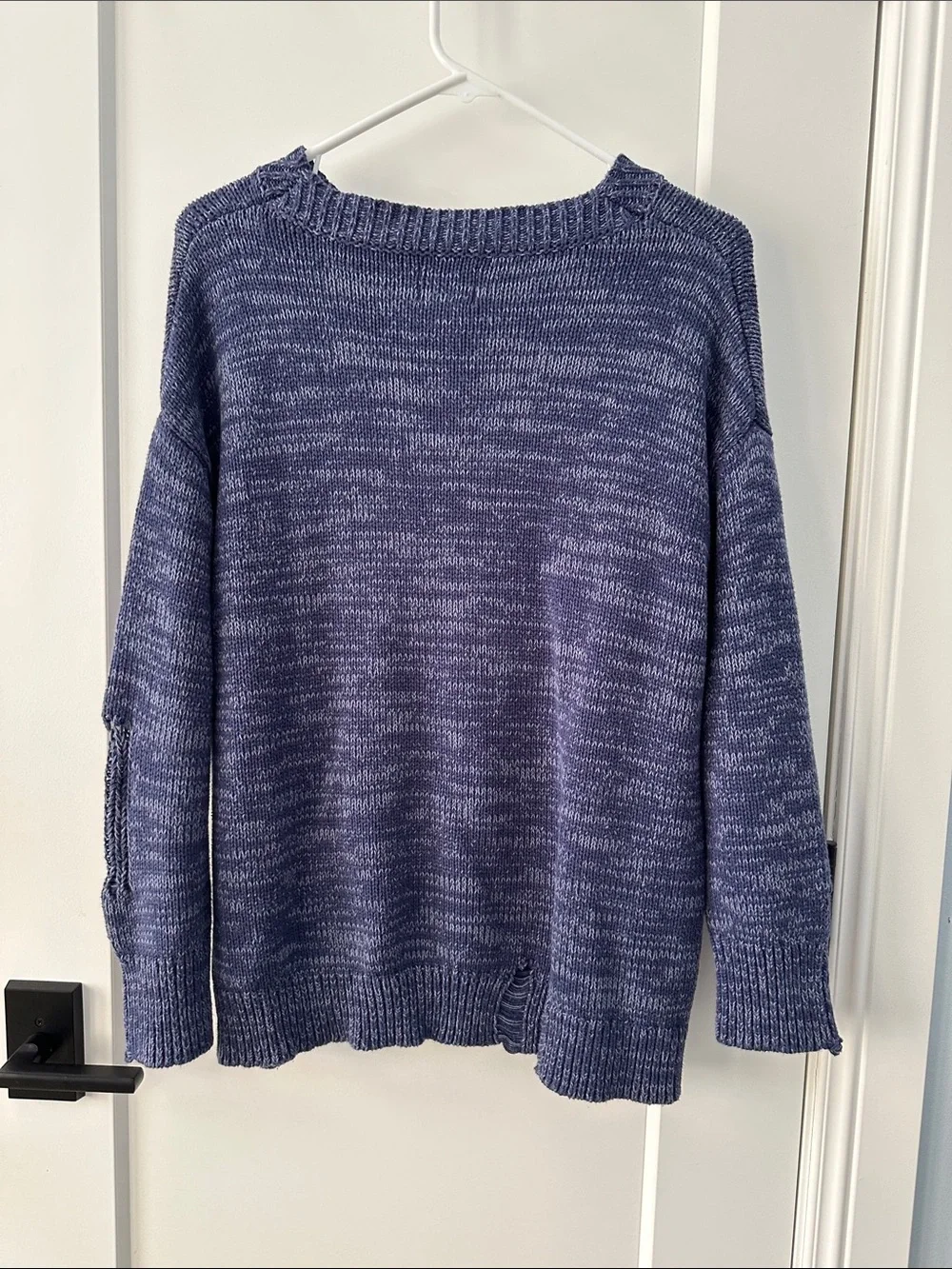 Navy Sweater with Coral Lobster Motif